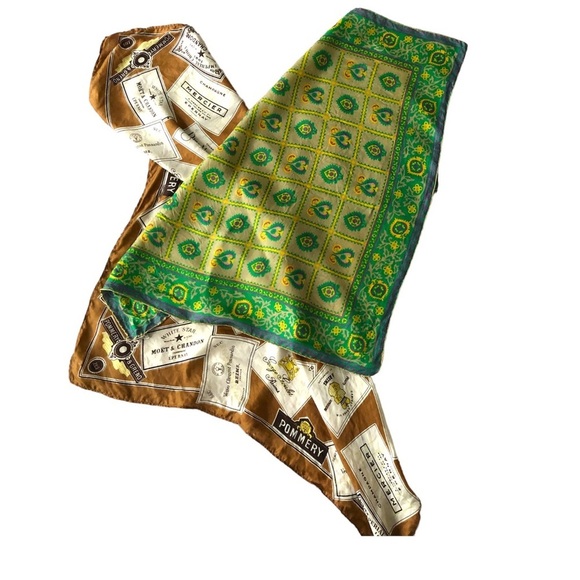 Sally Gee 1960 1970s silk rayon  printed scarf Plus bonus Champaign silk scarf - Picture 9 of 9